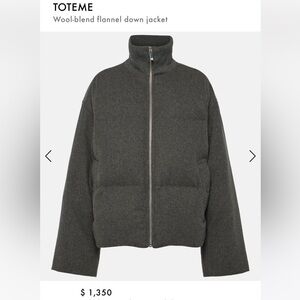 Toteme Gray Wool-Blend Flannel Down Jacket